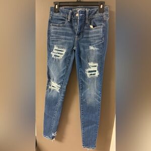 American Eagle Outfitters Women's Ripped Blue Skinny Jeans